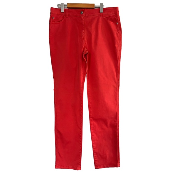 Olsen Mona Slim Blossom Red Jeans Size 14 - Picture 3 of 14